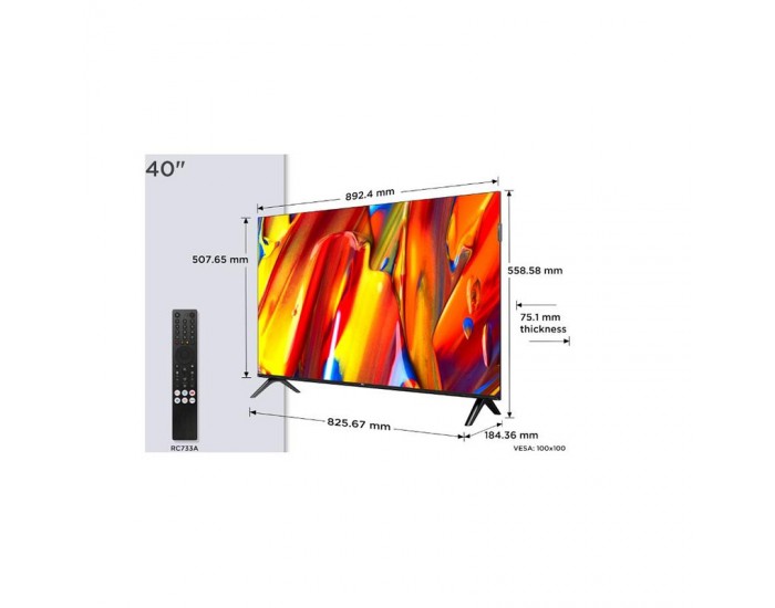 Телевизор TCL 40V5C , 100 см, 1920x1080 FULL HD , 40 inch, Android , QLED