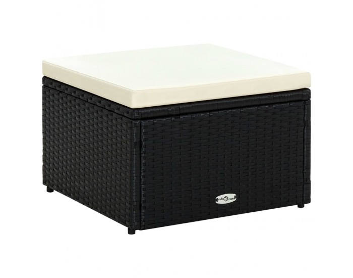 Sonata H Табуретка за крака - отоманка, от полиратан, 53x53x30 cм, черен