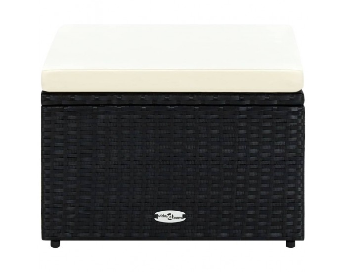 Sonata H Табуретка за крака - отоманка, от полиратан, 53x53x30 cм, черен