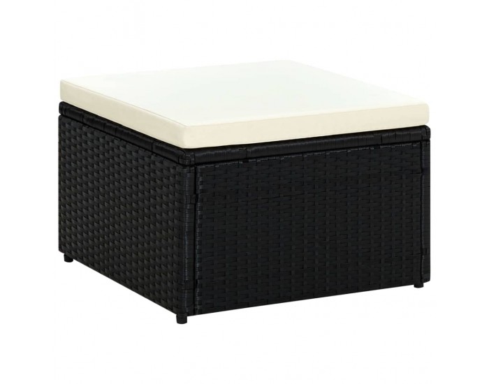 Sonata H Табуретка за крака - отоманка, от полиратан, 53x53x30 cм, черен