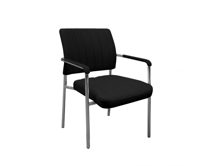 Посетителски стол RFG Glos M, екокожа, метална основа, до 120 kg, черен