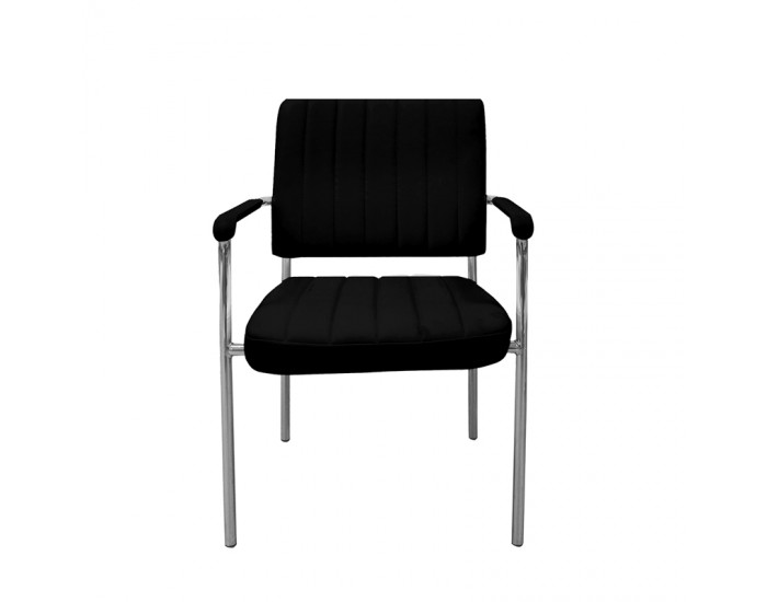 Посетителски стол RFG Glos M, екокожа, метална основа, до 120 kg, черен