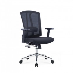 Ергономичен стол RFG Primo Lux Chrome W, дамаска и меш, Multi-function механизъм, до 120 kg, черен - Rfg