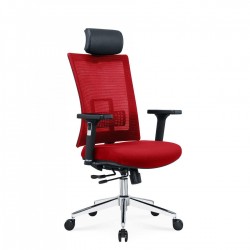 Ергономичен стол RFG Luxe Chrome HB, дамаска и меш, Multi-function механизъм, до 120 kg, червен - Офис столове