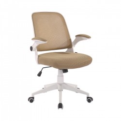 Офис стол RFG Pretty White W, дамаска и меш, Tilt механизъм, до 120 kg, бежов - Офис столове