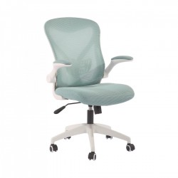 Офис стол RFG Jolly White W, дамаска и меш, Tilt механизъм, до 120 kg, синьо-зелен - Офис столове