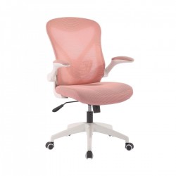 Офис стол RFG Jolly White W, дамаска и меш, Tilt механизъм, до 120 kg, розов - Офис столове