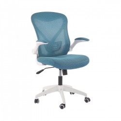 Офис стол RFG Jolly White W, дамаска и меш, Tilt механизъм, до 120 kg, син - Офис столове