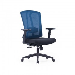 Офис стол RFG Brixxen W, дамаска и меш, Tilt механизъм, до 120 kg, черна седалка, тъмносиня облегалка - Офис столове