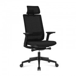 Ергономичен стол RFG Meteor X Black HB, дамаска и меш, до 130 kg, черна седалка, черна облегалка - Офис столове