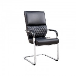 Посетителски стол RFG GRANDE M, екокожа, метална основа, до 150 kg, черен - Офис столове