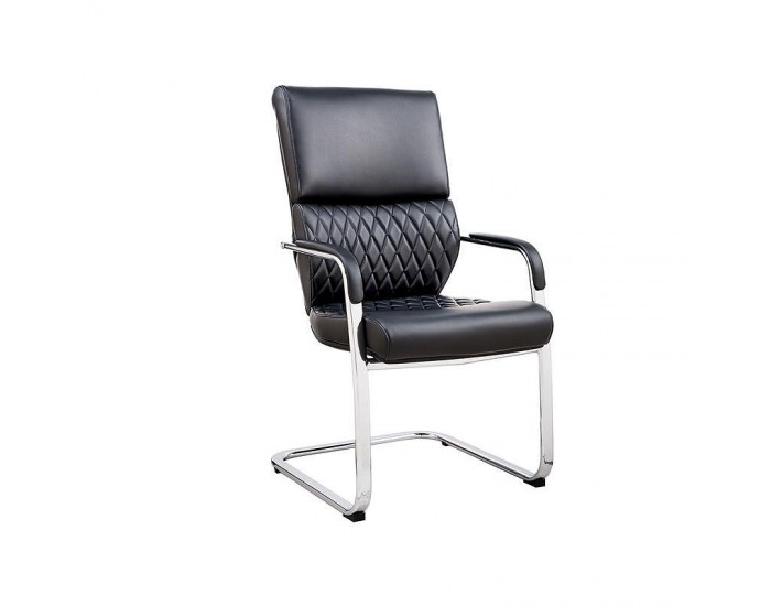 Посетителски стол RFG GRANDE M, екокожа, метална основа, до 150 kg, черен