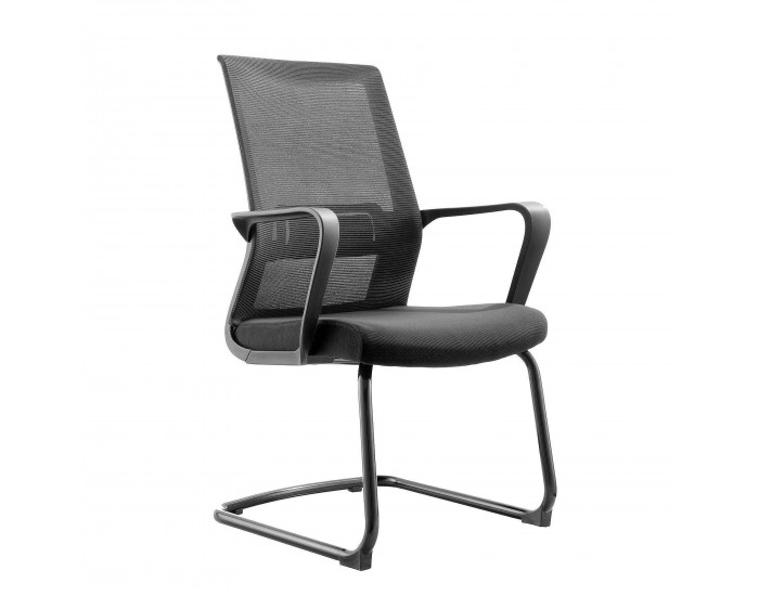 Посетителски стол RFG Smart M, дамаска и меш, до 120 kg, черна седалка, черна облегалка