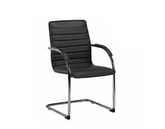 Посетителски стол RFG Sky M, екокожа, метална основа, до 120 kg, черен