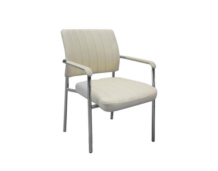 Посетителски стол RFG Glos M, екокожа, метална основа, до 120 kg, бежов