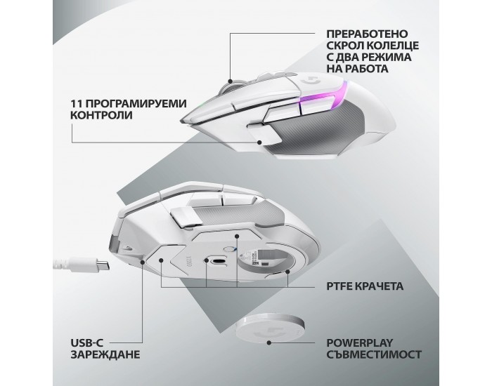Мишка Logitech G502 X Plus Lightspeed RGB Бяла 910-006171