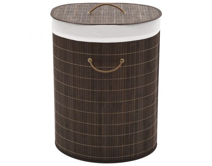 Sonata H Бамбуков кош за пране, овален, тъмнокафяв