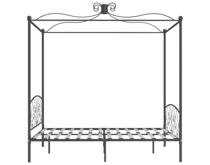 Sonata H Рамка за легло с балдахин, сива, метал, 180x200 см