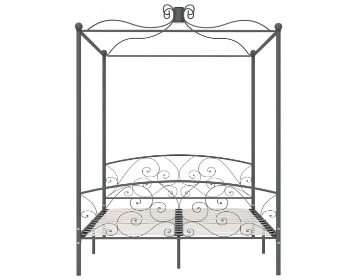 Sonata H Рамка за легло с балдахин, сива, метал, 180x200 см