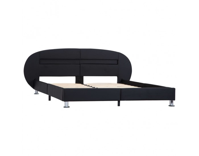 Sonata H Рамка за легло с LED, черна, изкуствена кожа, 180x200 cм