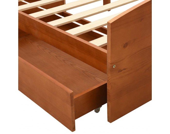 Sonata H Рамка за легло с 2 чекмеджета меденокафява бор масив 90х200 см