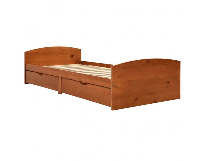 Sonata H Рамка за легло с 2 чекмеджета меденокафява бор масив 90х200 см