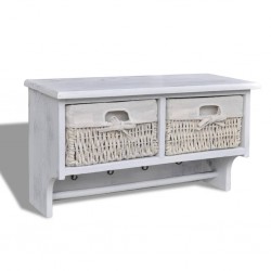 Sonata H Стенен рафт, бял, 60x23,5x33 см, дърво от пауловния - Закачалки