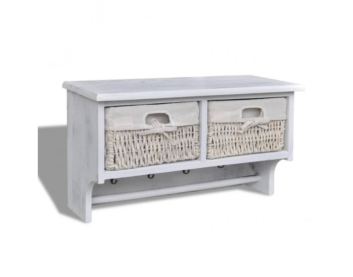 Sonata H Стенен рафт, бял, 60x23,5x33 см, дърво от пауловния