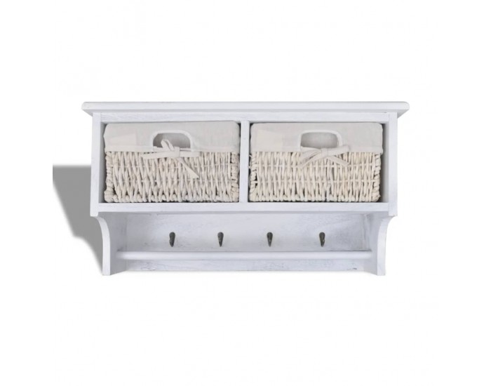 Sonata H Стенен рафт, бял, 60x23,5x33 см, дърво от пауловния