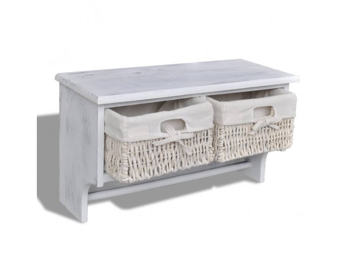 Sonata H Стенен рафт, бял, 60x23,5x33 см, дърво от пауловния