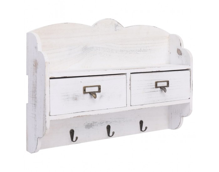 Sonata H Стенна закачалка за палта, бяла, 50x10x34 см, дърво