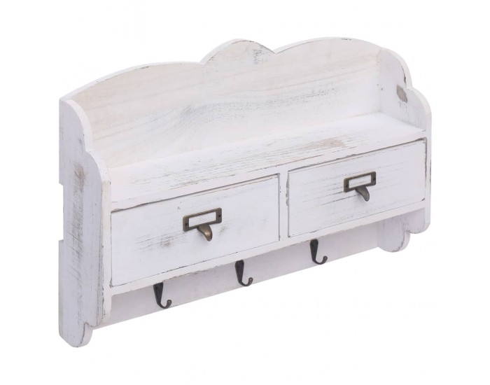 Sonata H Стенна закачалка за палта, бяла, 50x10x34 см, дърво