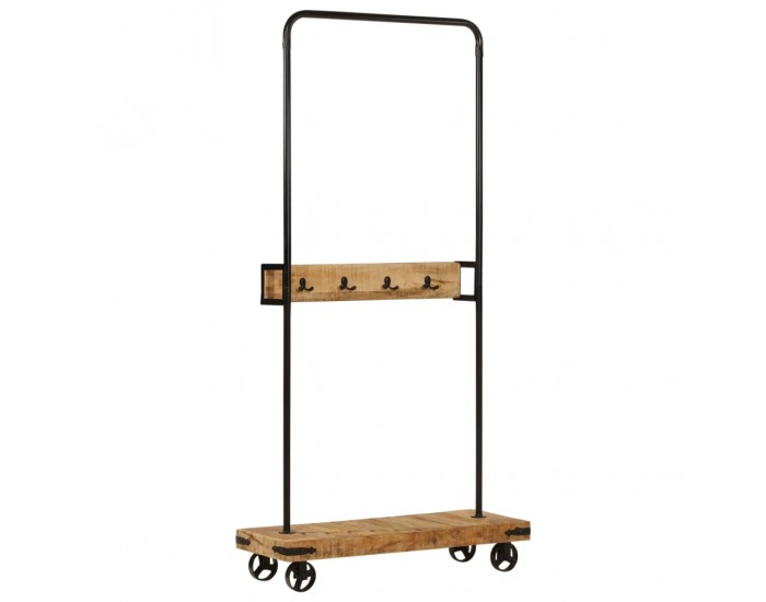 Sonata H Щендер за дрехи с колела 90x35x190см манго дърво масив и желязо