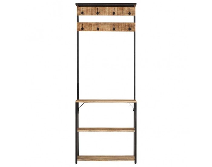 Sonata H Закачалка с рафтове за обувки 68x30x182 см мангово дърво масив