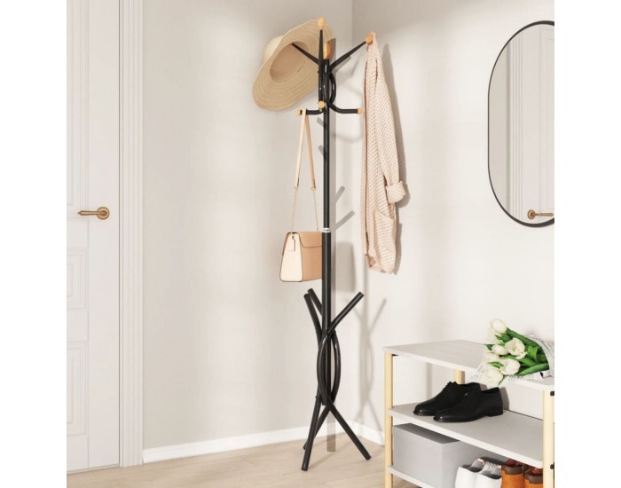 Sonata H Закачалка за връхни дрехи черна 176 см прахово боядисано желязо