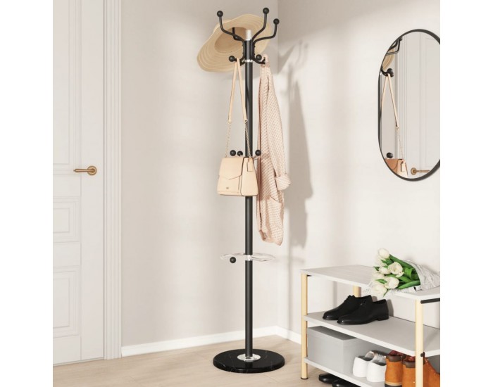 Sonata H Закачалка с държач за чадър, черна, 180 см, боядисано желязо