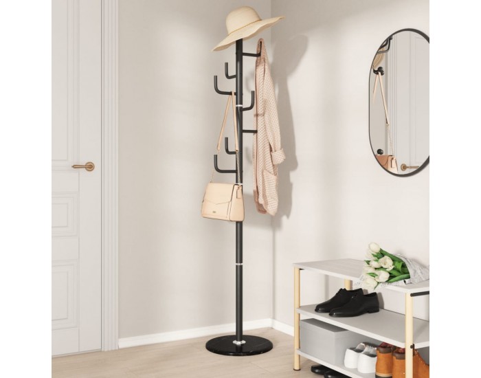 Sonata H Закачалка за връхни дрехи черна 183 см прахово боядисано желязо