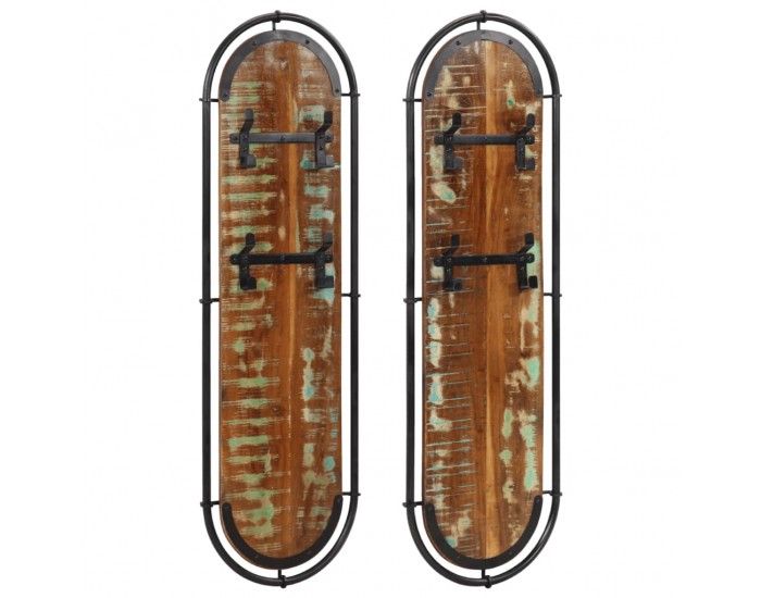 Sonata H Стенни закачалки за дрехи с 4куки 2 бр регенерирано дърво масив