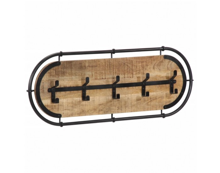 Sonata H Стенна закачалка с 5 куки масивно грубо мангово дърво