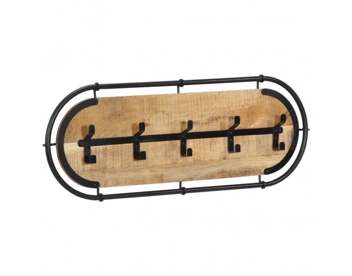 Sonata H Стенна закачалка с 5 куки масивно грубо мангово дърво