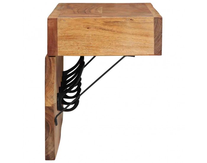 Sonata H Закачалка за палта с рафт Кафяво Масивна акациева дървесина