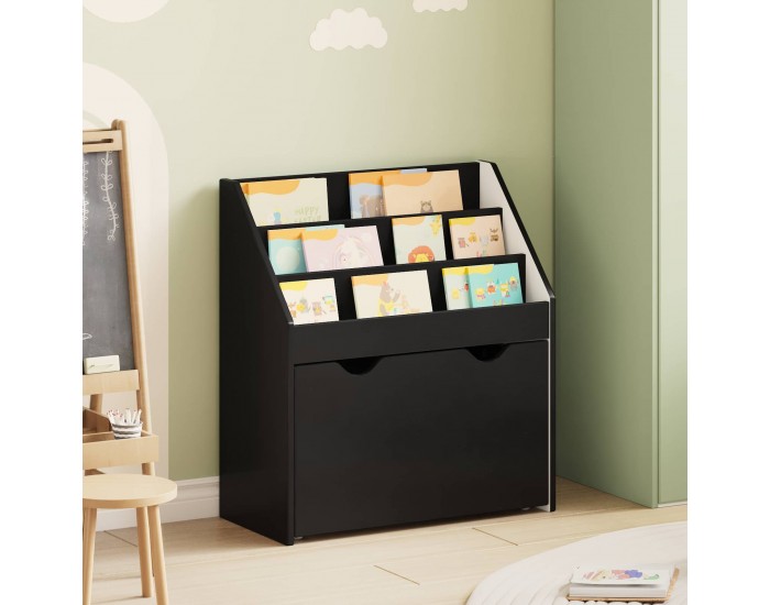 Sonata H Детска рафт за книги Черно 60 x 29,5 x 69 см Инженерно дърво