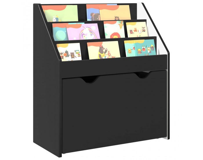 Sonata H Детска рафт за книги Черно 60 x 29,5 x 69 см Инженерно дърво