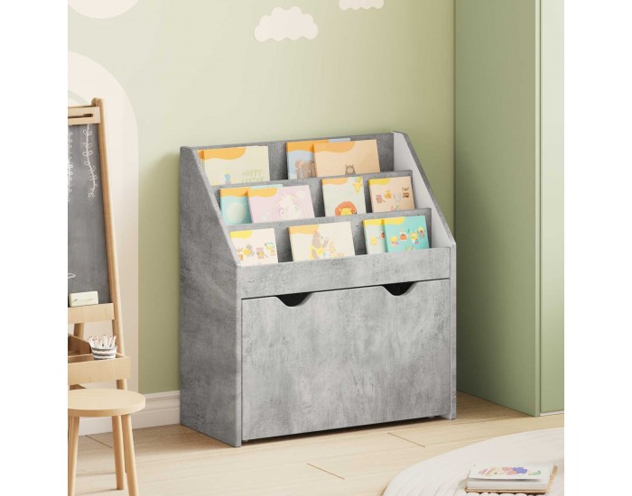 Sonata H Детска рафт за книги Циментено сиво 60 x 29,5 x 69 см
