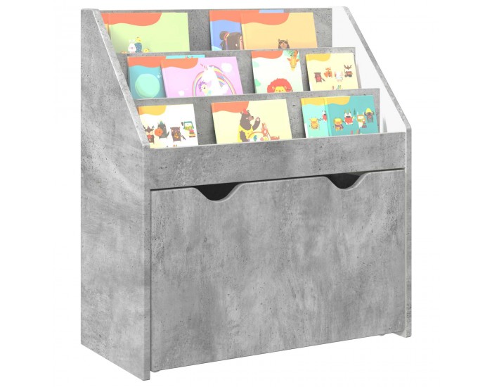 Sonata H Детска рафт за книги Циментено сиво 60 x 29,5 x 69 см