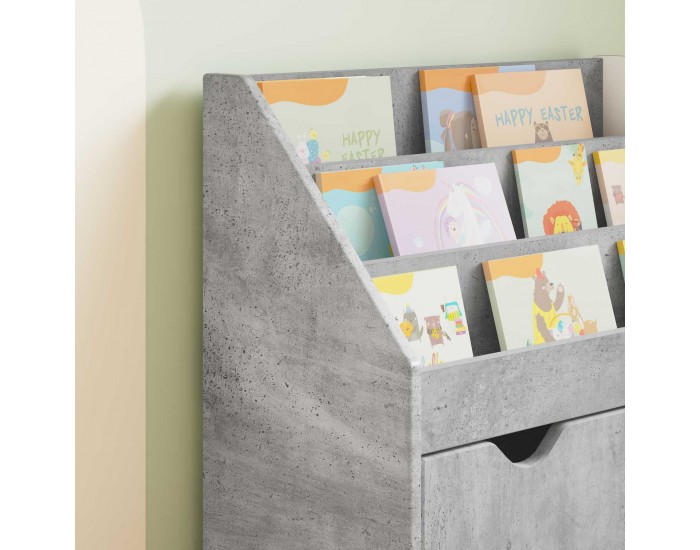 Sonata H Детска рафт за книги Циментено сиво 60 x 29,5 x 69 см