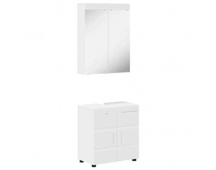 Sonata H Комплект мебели за баня с рафт TULUM Бяло Инженерно дърво