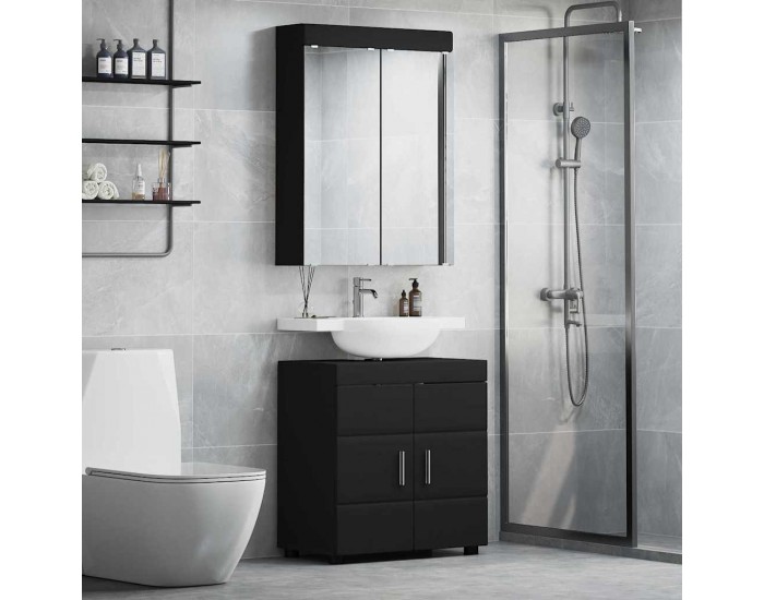 Sonata H Комплект мебели за баня с рафт TULUM Черно Инженерно дърво