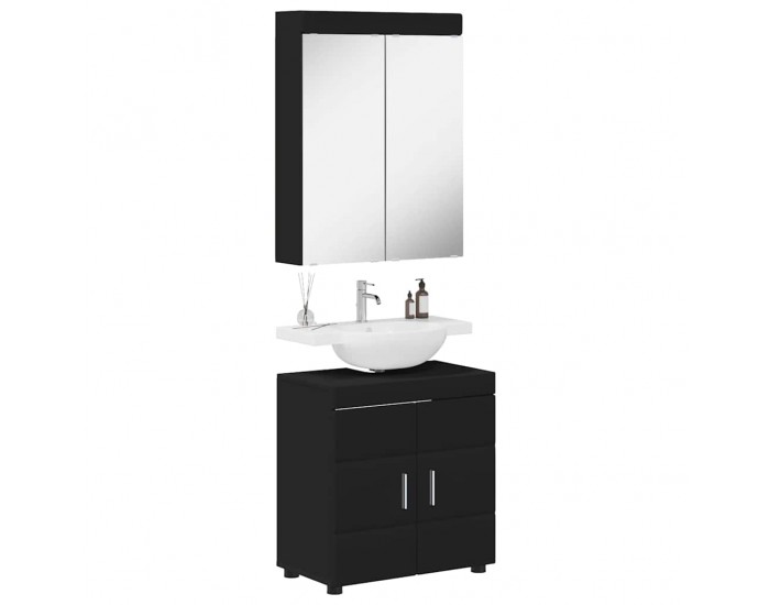Sonata H Комплект мебели за баня с рафт TULUM Черно Инженерно дърво