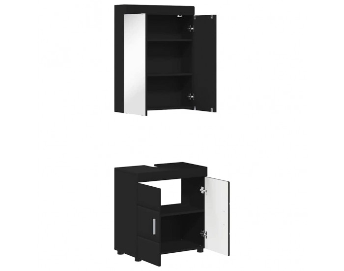 Sonata H Комплект мебели за баня с рафт TULUM Черно Инженерно дърво